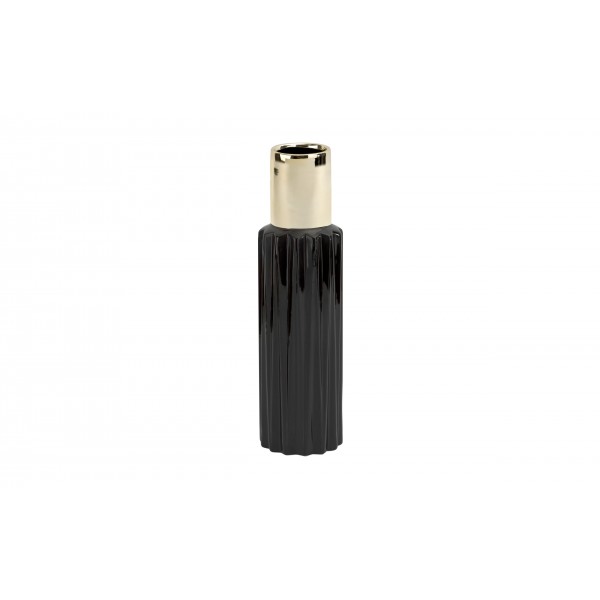 Wazon ceramiczny 32,5 cm czarno-złoty 2817