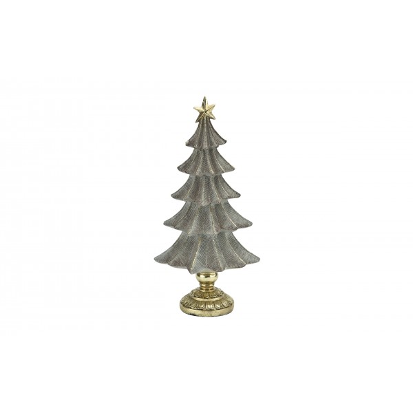 Figurka świąteczna Choinka szaro-złota 22cm
