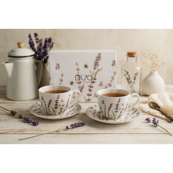 Komplet 2 filiżanek 270 ml + spodki Classic Lavender