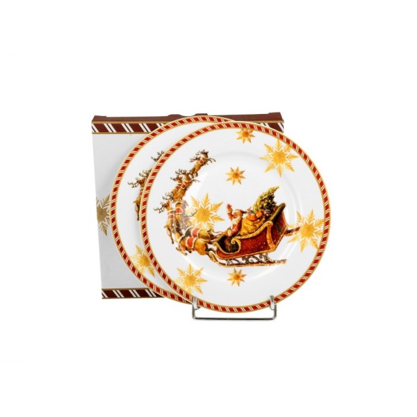 Komplet 2 talerzy deserowych 19 cm Santa on sleigh
