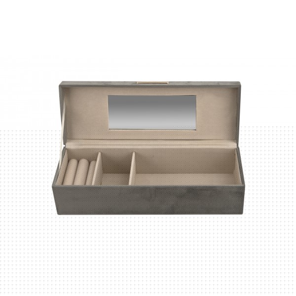Szkatułka na biżuterię z lusterkiem 28x10x8cm szara