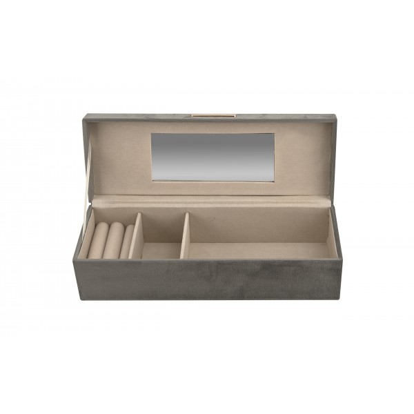 Szkatułka na biżuterię z lusterkiem 28x10x8cm szara