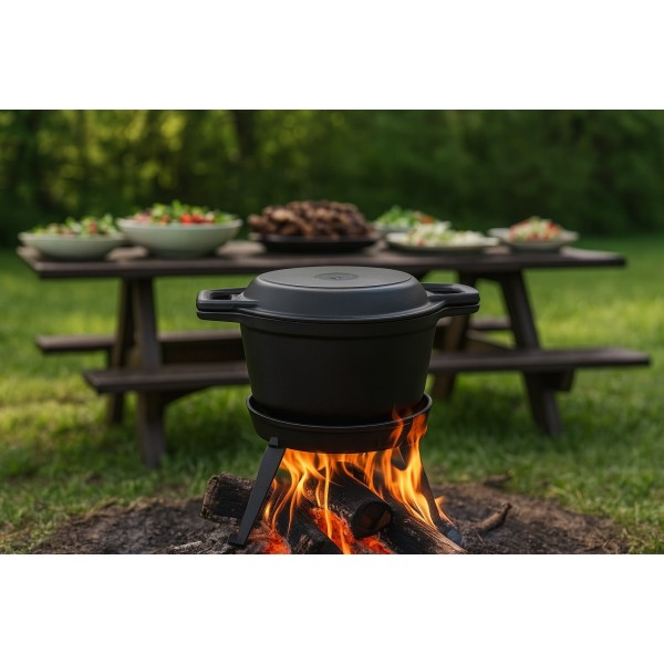 Kociołek żeliwny 8 L z patelnią KH1733