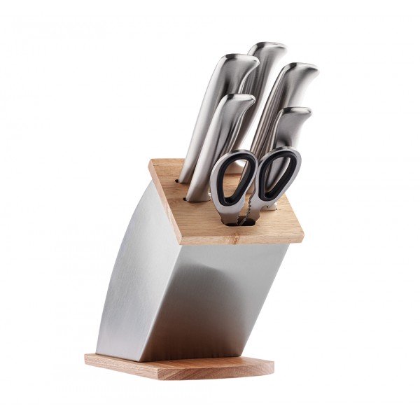 Komplet 5 noży w bloku + nożyczki Iceberg 50110