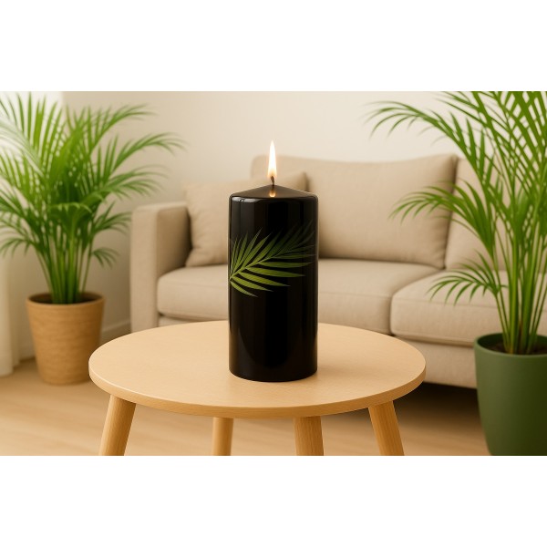 Świeca pieńkowa 15 cm Green Leaf czarna 200/70