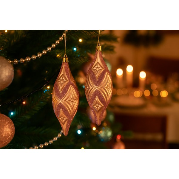 Komplet 2 bombek plastikowych podłóżnych różowych 8827