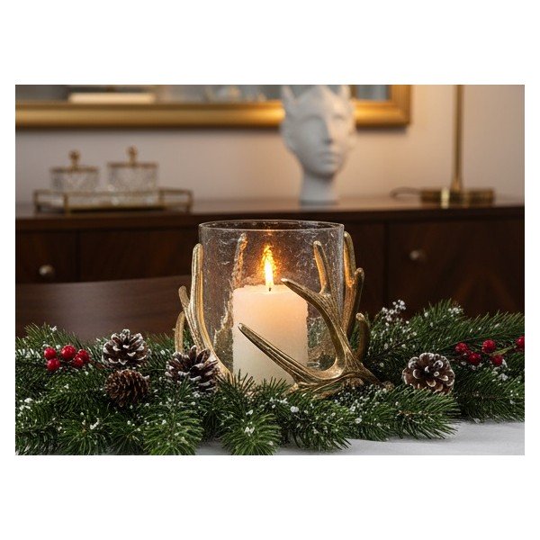 Świecznik metalowy 22x15 cm ze szklanym wkładem IV0081