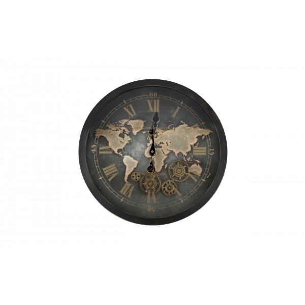 Zegar ścienny metalowy 50x50x8 cm Świat