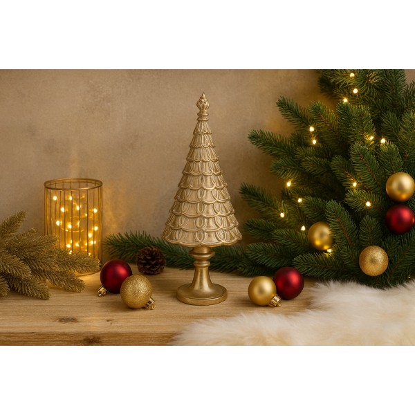 Figurka świąteczna Choinka złota 23cm