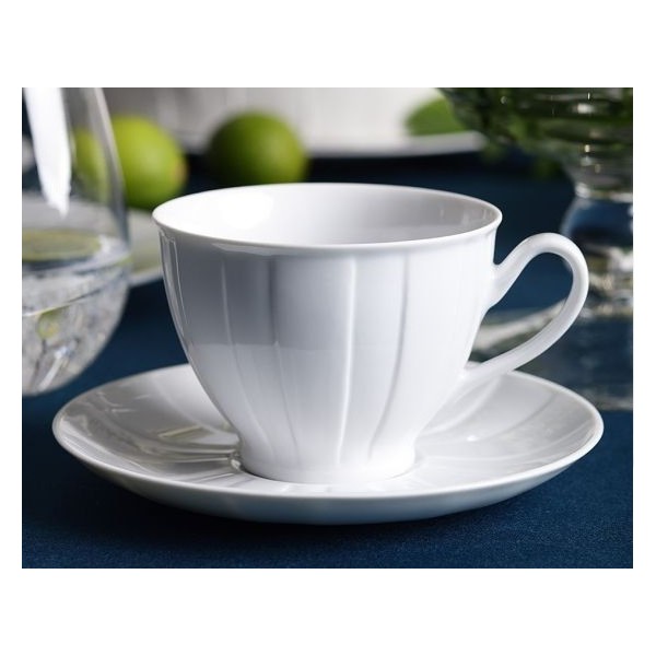 Filiżanka porcelanowa 250 ml + spodek Oktawa biała 0001