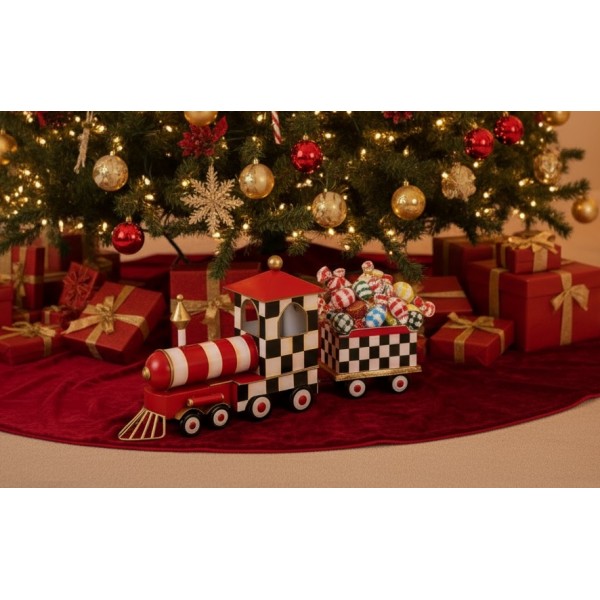 Duża Ozdoba metalowa Czerwony pociąg 62 cm