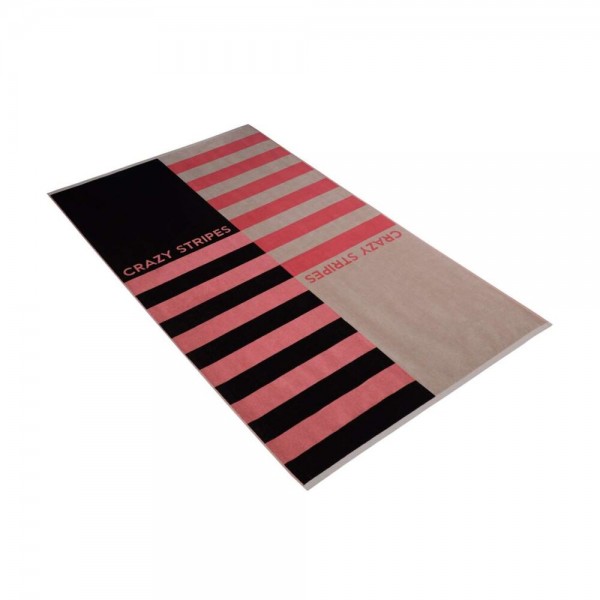 Ręcznik plażowy 100x180 cm Crazy Stripes 003 czarny