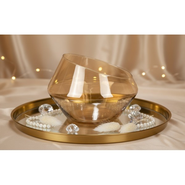 Pojemnik szklany 19x13,5 cm złoty JK0224