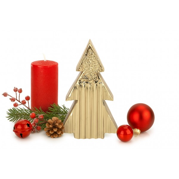 Figurka ozdobna choinka metalowa złota średnia 2263