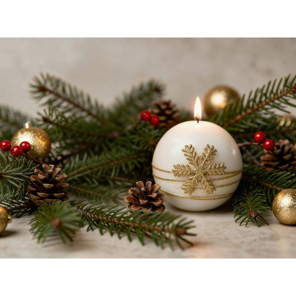 Świeca kula 10 cm Golden Christmas