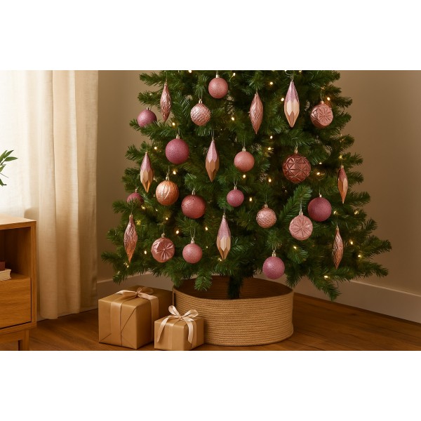 Komplet 16 bombek plastikowych różne róż burgund