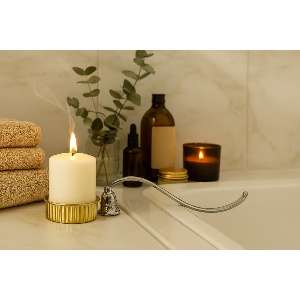 Gaśnik do świec srebrny metalowy 31cm