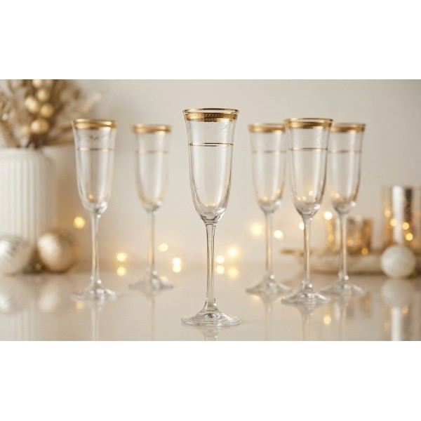 Zestaw 6 Kieliszków do szampana 160 ml Dolce Vita Gold