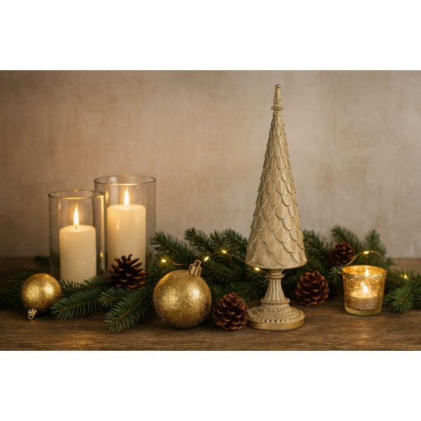 Figurka świąteczna Choinka złota 41,5cm
