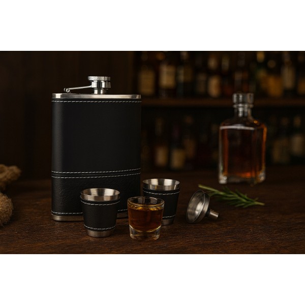 Piersiówka w komplecie, czarna KW84K