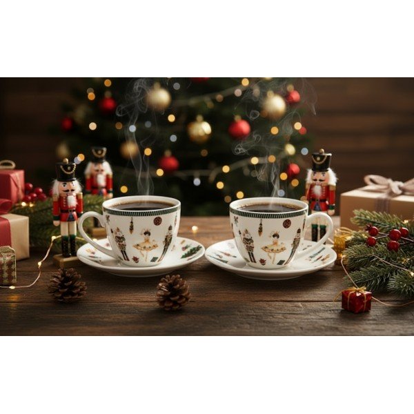 Komplet 2 filiżanek 270 ml + spodki Christmas Nutcracker