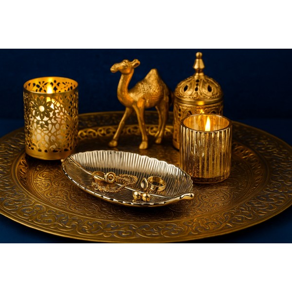 Ceramiczna Taca dekoracyjna 23x14 cm złoty liść