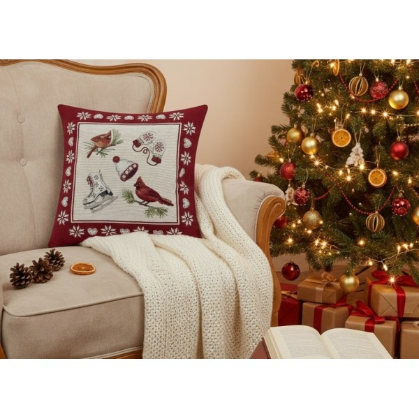 Poszewka dekoracyjna 45x45 cm łyżwy i rękawiczki