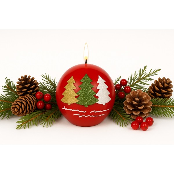 Świeca kula 8 cm Trzy choinki