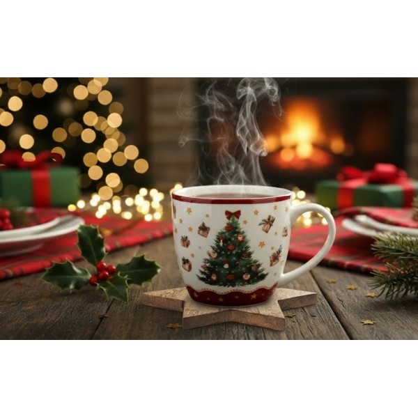 Drewniana podstawka pod kubek w kształcie gwiazdy