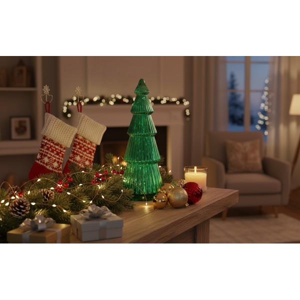 Ozdoba szklana Choinka zielona duża 54 cm