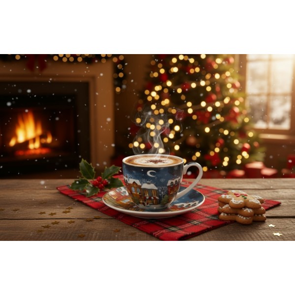 Filiżanka porcelanowa 220 ml + spodek Christmas City