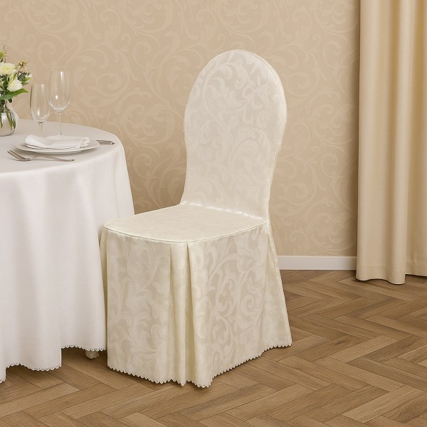 Pokrowiec na krzesło bankietowe z okrągłym oparciem biały
