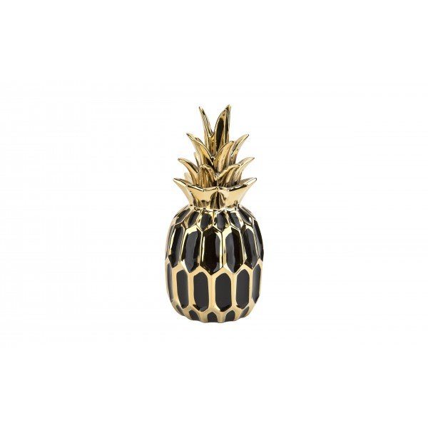 Dekoracja z ceramiki Ananas czarno-złoty 164415