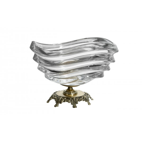 Salaterka szklana na stopie z mosiądzu 104304