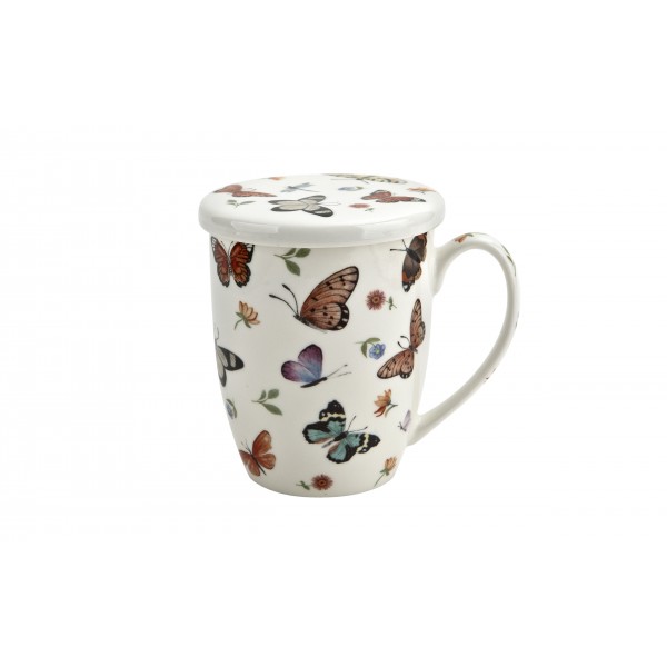Kubek porcelanowy z zaparzaczem 350 ml Butterflies