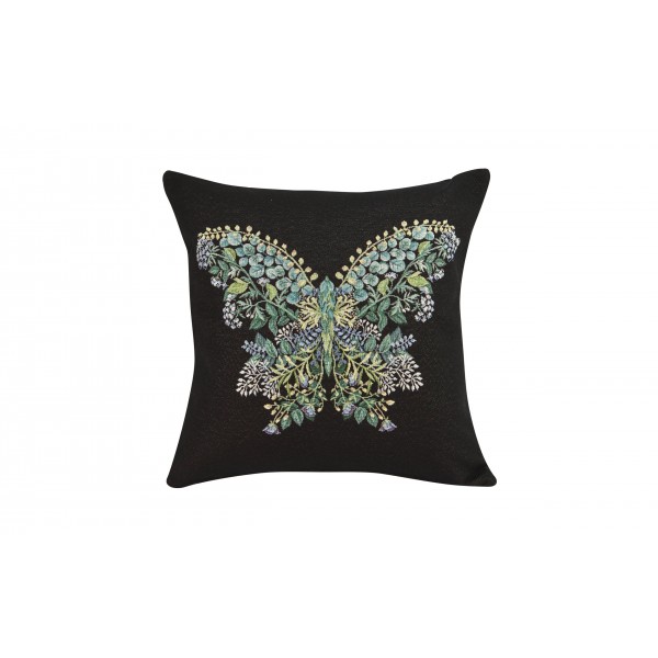 Poszewka dekoracyjna 45x45 cm Motyl na czarnym tle