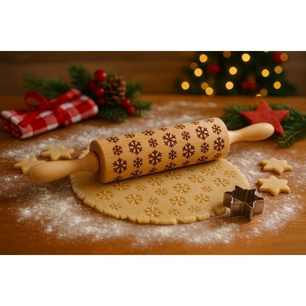 Wałek grawerowany ODETTE 20cm Śniezynki wzór 2