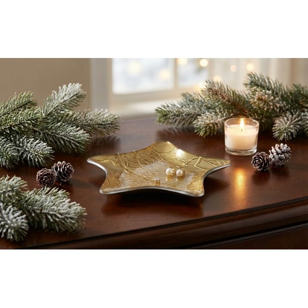 Podstawka szklana 17 cm gwiazda złota RF0716