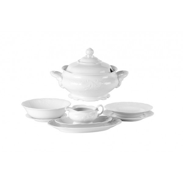 Serwis obiadowy 12/40 + waza Fryderyka Biała C001