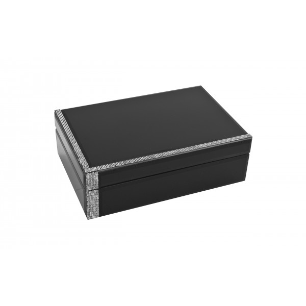 Szkatułka na biżuterię 24x16x8 cm czarno-srebrna