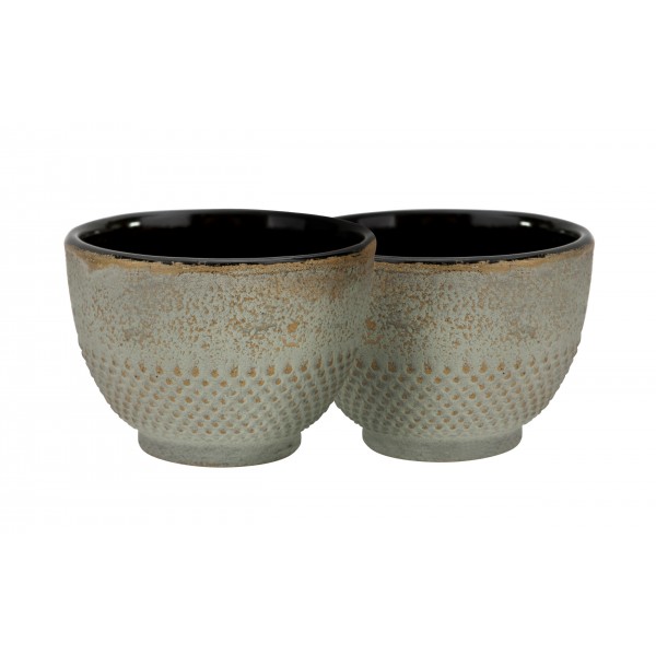 Żeliwny zestaw 2 czarek do herbaty miętowy Japanese