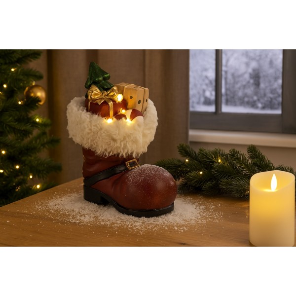 Ozdoba świąteczna But z prezentami LED 33,5 cm