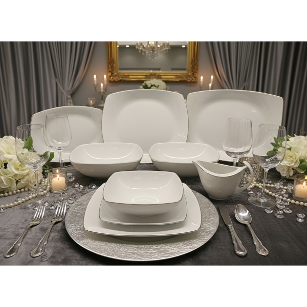 Serwis obiadowy dla 12 osób 44 el. Akcent Platynowa Linia 9718