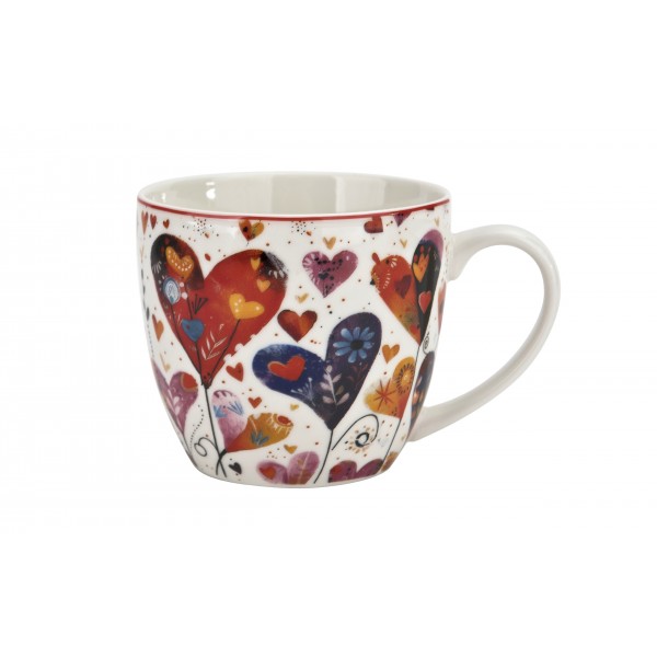 Kubek porcelanowy 460 ml Kolorowe Serca 1