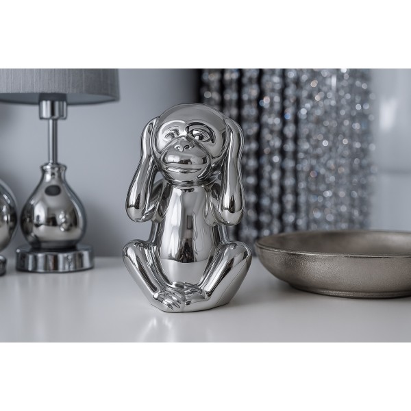 Skarbonka ceramiczna Małpka "Uszy" srebrna