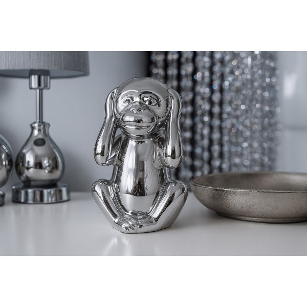 Skarbonka ceramiczna Małpka "Uszy" srebrna