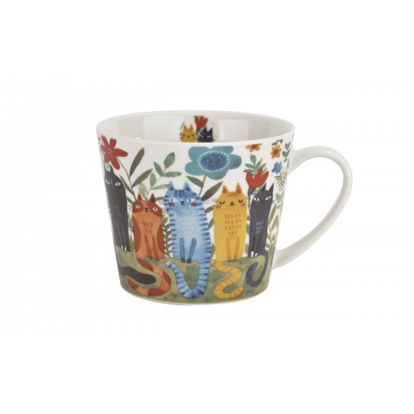Kubek porcelanowy 610 ml prosty Koty Ogrodowe