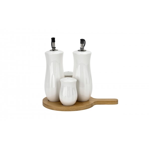 Zestaw przyprawników na podstawie bambusowej Natural okrągła AMBITION