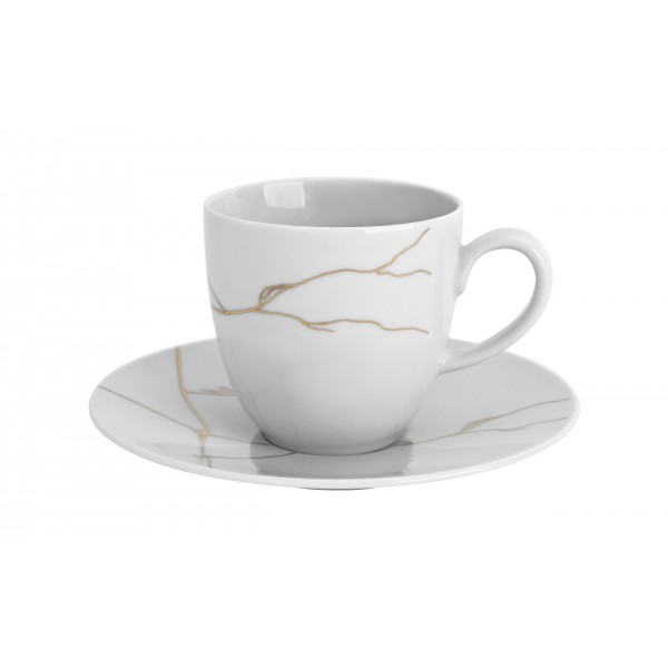 Filiżanka ze spodkiem 250ml Tektonika biała