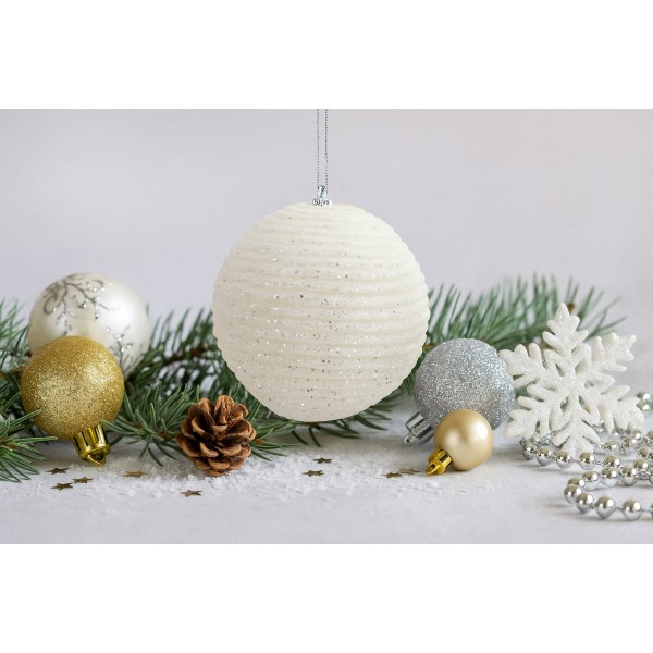 Komplet bombek 6 szt. biały 10 cm 156707
